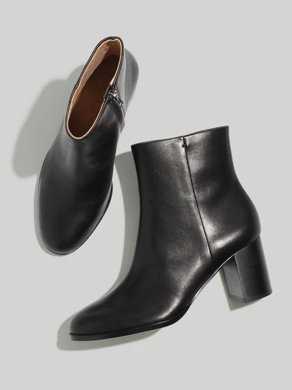 Madewell The Mira Side-Seam Ankle Boot in Leather Black Size 8